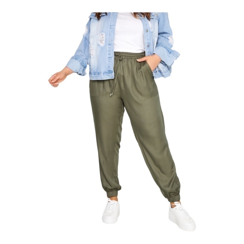 Aritzia TNA Cotton Pocketed Olive Green Cuff Joggers Elasticized Waist Size XS